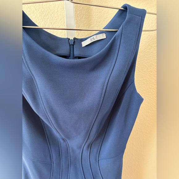 ZAC Zac Posen Sleeveless Wavy Piped Midi Dress in Blue - Size XS - Picture 5 of 7